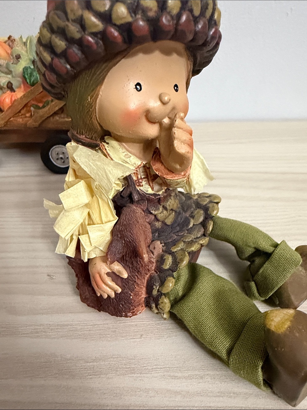 Vintage Acorn Girls & Wagon Thanksgiving Shelf sitter set - Picture 8 of 9